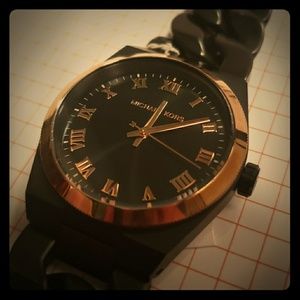 Michael Kors black and rose gold watch